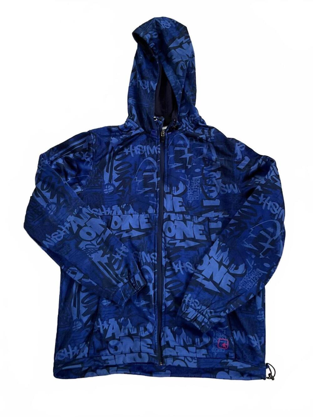 And1 Men's Jumpshot Graffiti Jacket Full Zip Hoodie Blue All Over Print Medium